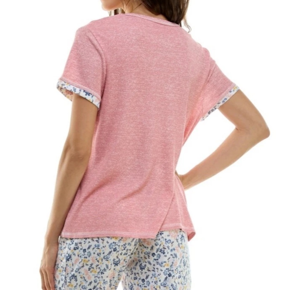 Roudelain Double Sleeve Waffle Knit Pajama Top Bridal Rose NWT Size L - Picture 2 of 3
